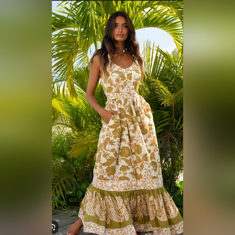 Miss June Wendy Linen Dress Floral Maxi Dress - Picture 14 of 14